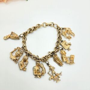 Vintage Coro Gold ten commandments charm bracelet